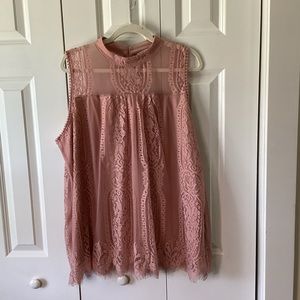 Eve & Maddie Sleeveless Lace Tank Top 2X
